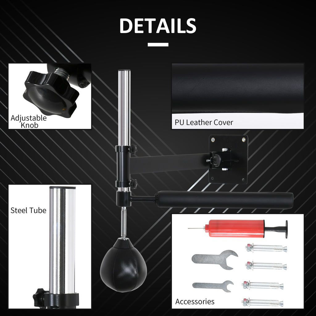 Lightweight Fast-Reflexes Speed Bag Boxing Punching Bag Wall Mount Height Adjustable, MMA, Martial Arts, and Boxing Equipment for Training at Home, Heavy-Duty, 9" H x 7" Dia.