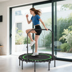 48" Rebounder Trampoline for Adults, Foldable Mini Trampoline with Adjustable Handle Bar for Indoor Outdoor, Green