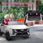 2-Seater 12V 10AH Ride on Truck, Escalade Licensed Electric Car for Kids w/ Spring Suspension Wheels, White