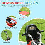 3 in 1 Push Car Sliding Car with Removable Handle, Music, Horn, Canopy, Safety Guardrail, Red