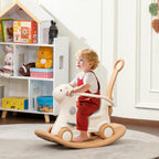 Rocking Horse for Toddlers 1-3 Years, 4-in-1 Baby Rocking Horse with Detachable Balance Board and Push Handle, Brown