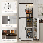 64" Tall Kitchen Pantry Cabinet with Motion Sensor Light, Spice Racks and Adjustable Shelves, White