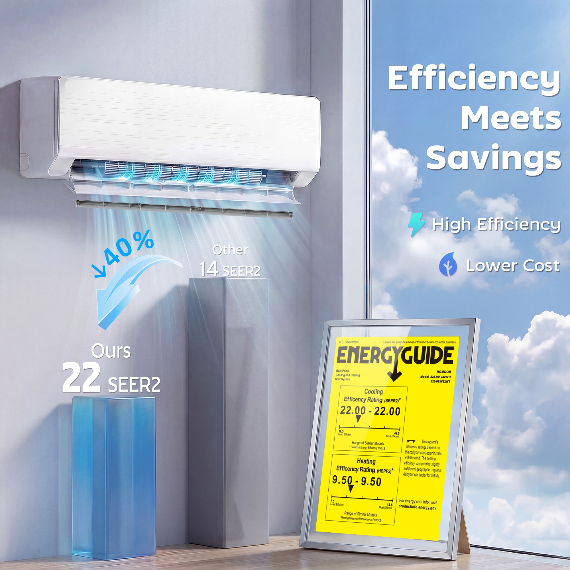 18000 BTU Mini Split Air Conditioner, 22 SEER2 230V WIFI Enabled Inverter AC Unit Cools up to 1250 Sq.Ft