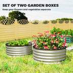Set of 2 Raised Garden Bed, Metal Planter Box with Safety Edging, Easy-to-assemble Stock Tank 3'x3'x1.4' Silver
