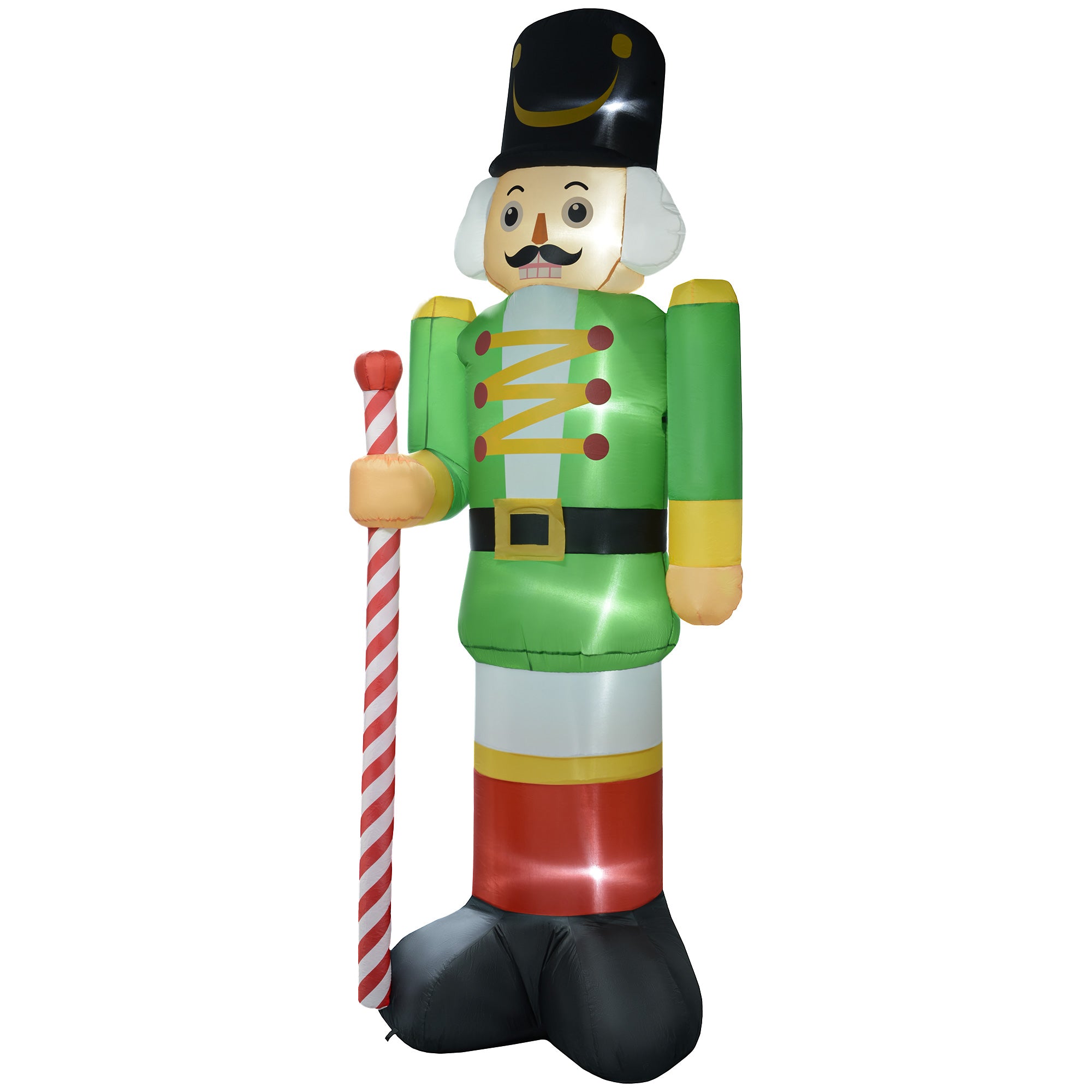 11.8' Inflatable Green Walnut Soldier w/ White LED Lights, Blow-Up Outdoor Display for Party