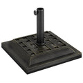 20 lbs Patio Market Umbrella Base Stand Resin Parasol Holder Square with Beautiful Decorative Pattern & Easy Setup, for Φ1.5", Φ1.89" Pole, for Beach, Lawn, Deck, Backyard, Garden, Bronze