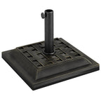 20 lbs Patio Market Umbrella Base Stand Resin Parasol Holder Square with Beautiful Decorative Pattern & Easy Setup, for Φ1.5", Φ1.89" Pole, for Beach, Lawn, Deck, Backyard, Garden, Bronze