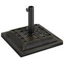 20 lbs Patio Market Umbrella Base Stand Resin Parasol Holder Square with Beautiful Decorative Pattern & Easy Setup, for Φ1.5", Φ1.89" Pole, for Beach, Lawn, Deck, Backyard, Garden, Bronze