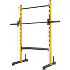 Squat Rack with Pull Up Bar and Barbell Bar Adjustable Bench Press Multi-Function Weight Lifting Half Rack, Yellow