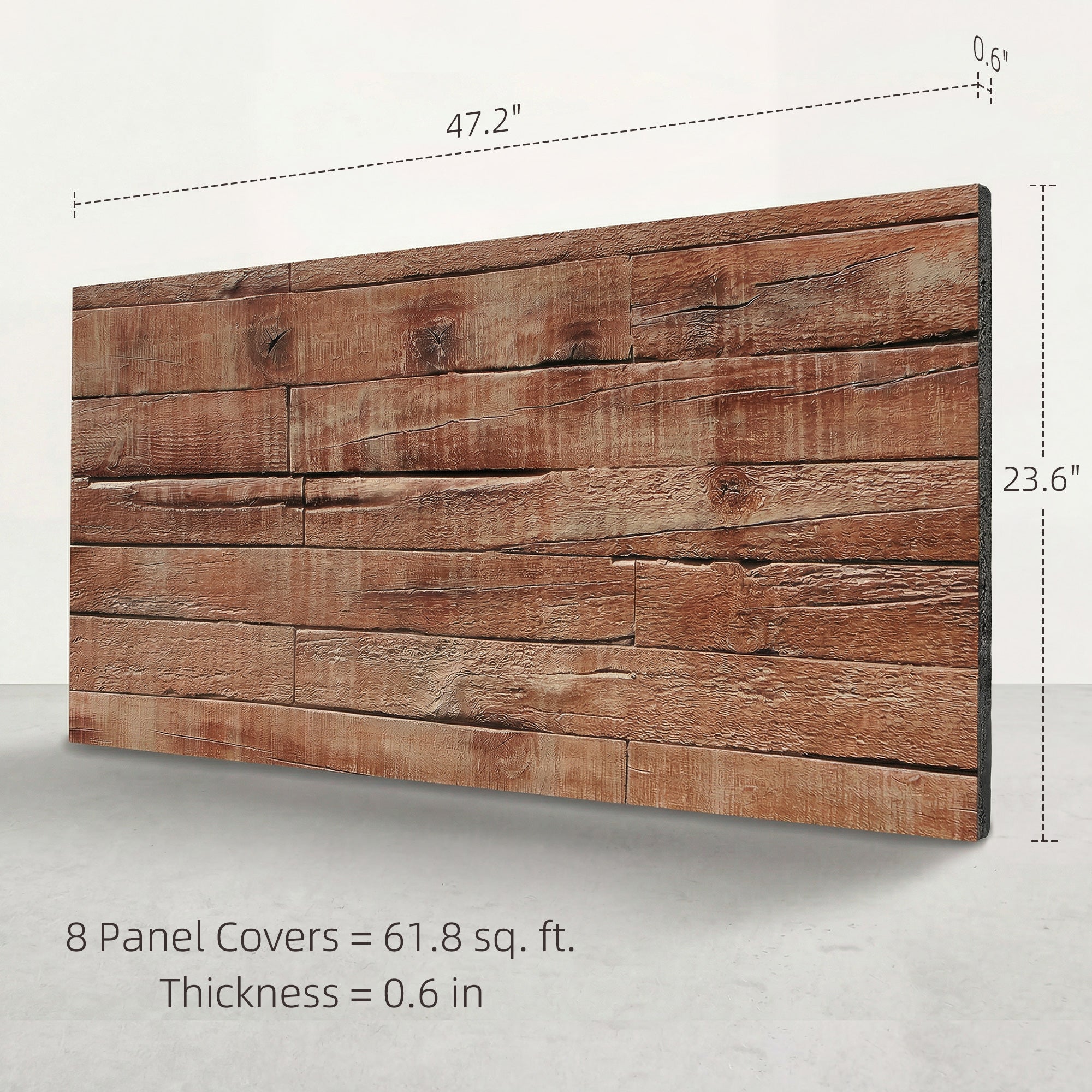 8-Pack 3D Faux Wood Wall Panels, Lightweight Polyurethane Panels for Interior and Exterior Accent Walls, Brown