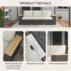 3-Seat Outdoor Patio Sofa, PE Wicker Outdoor Couch with Extra Wide Deep Seat, Wide Armrests 4" Cushions, Beige