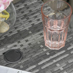 Outdoor Side Table with Umbrella Hole, 2 Tier Rattan Wicker End Table with Storage Shelf, All Weather for Patio, Garden, Backyard, Mixed Gray