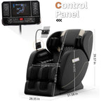 Zero Gravity Massage Recliner with Heating Functions, Full Body Air Pressure, Bluetooth Audio, Adjustable Footrest, 51.5" L x 28" W x 39" H, Black