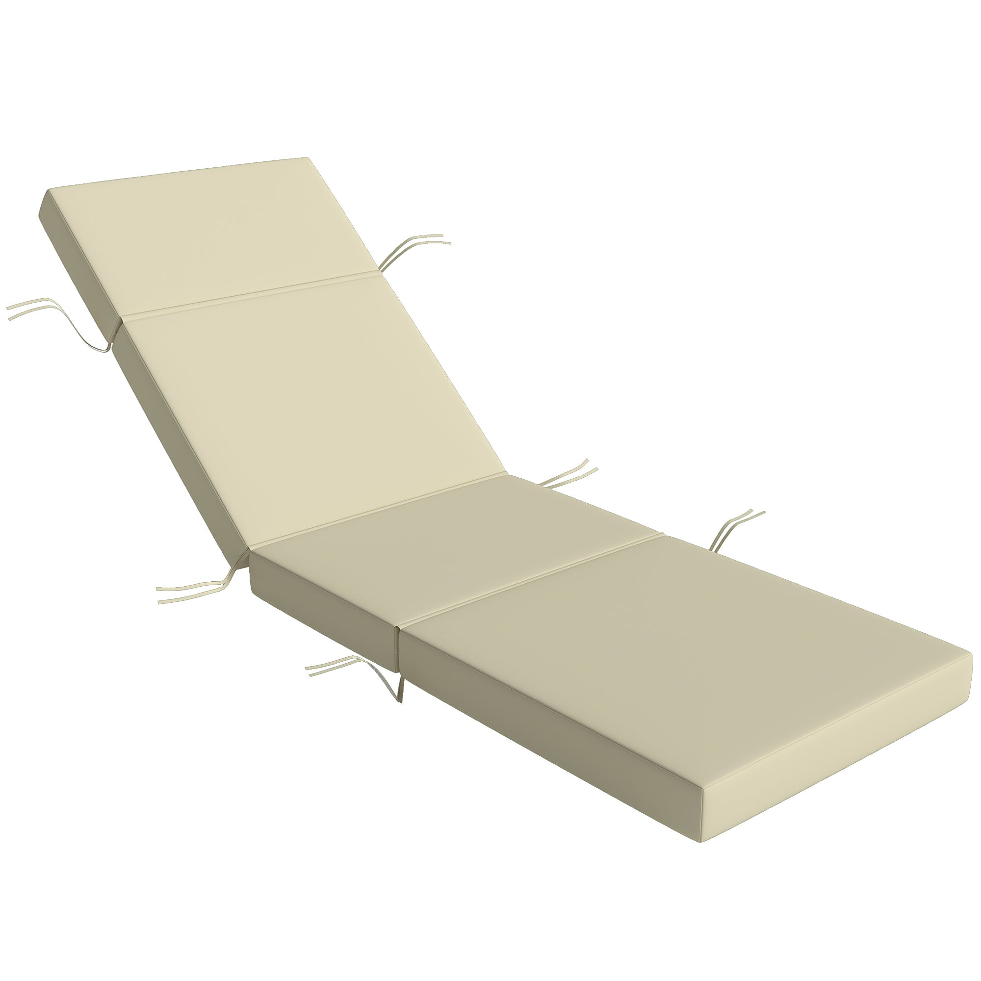 Chaise Lounge Cushion, 4" Thick Outdoor Lounge Chair Cushions with Ties for Patio, 26" x 80", Cream White