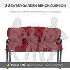 59" x 38" Tufted Bench Cushion for Outdoor Furniture, 3-Seater Replacement for Swing Chair, Patio Sofa/Couch, Wine Red
