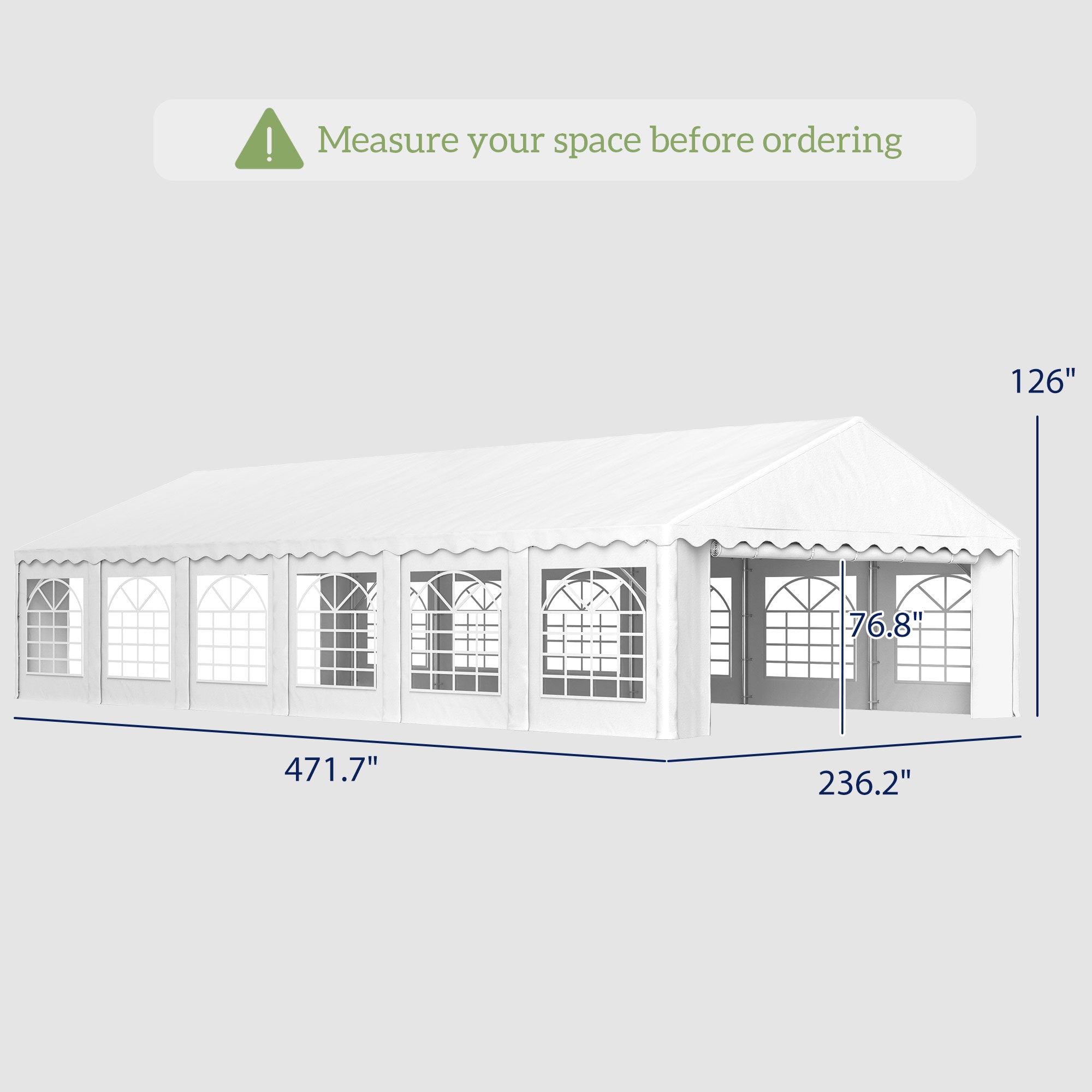 20' x 40' Party Tent, Outdoor Canopy Tent with Removable Sidewalls, 12 Windows for Parties, Wedding, Events, BBQ, White