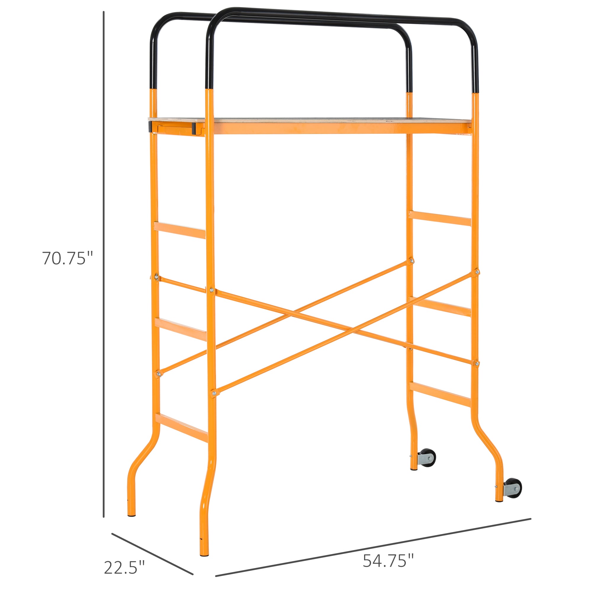 4-Step Steel 4.6 x 2 x 6 ft. Scaffold 2 Wheels Free Moving for Indoor & Outdoor Decoration Anti-Skid, 440 Pound Capacity