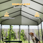 Outdoor Dog Kennel with Roof, 8' x 8' x 6' Heavy Duty Welded Wire Dog Playpen Enclosure with Escape-proof Lock