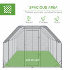 Large Chicken Coop Metal Chicken Run with Waterproof and Anti-UV Cover, Flat Shaped Walk in Fence Cage Hen House for Outdoor and Yard Farm Use, 1" Tube Diameter, 9.2' x 24.9' x 6.4'