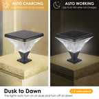 15" Outdoor LED Post Light with Remote Control, Dimmable and Timer Function, Weatherproof for Yard, Garden, 15" L x 15" W x 15.5" H, Black
