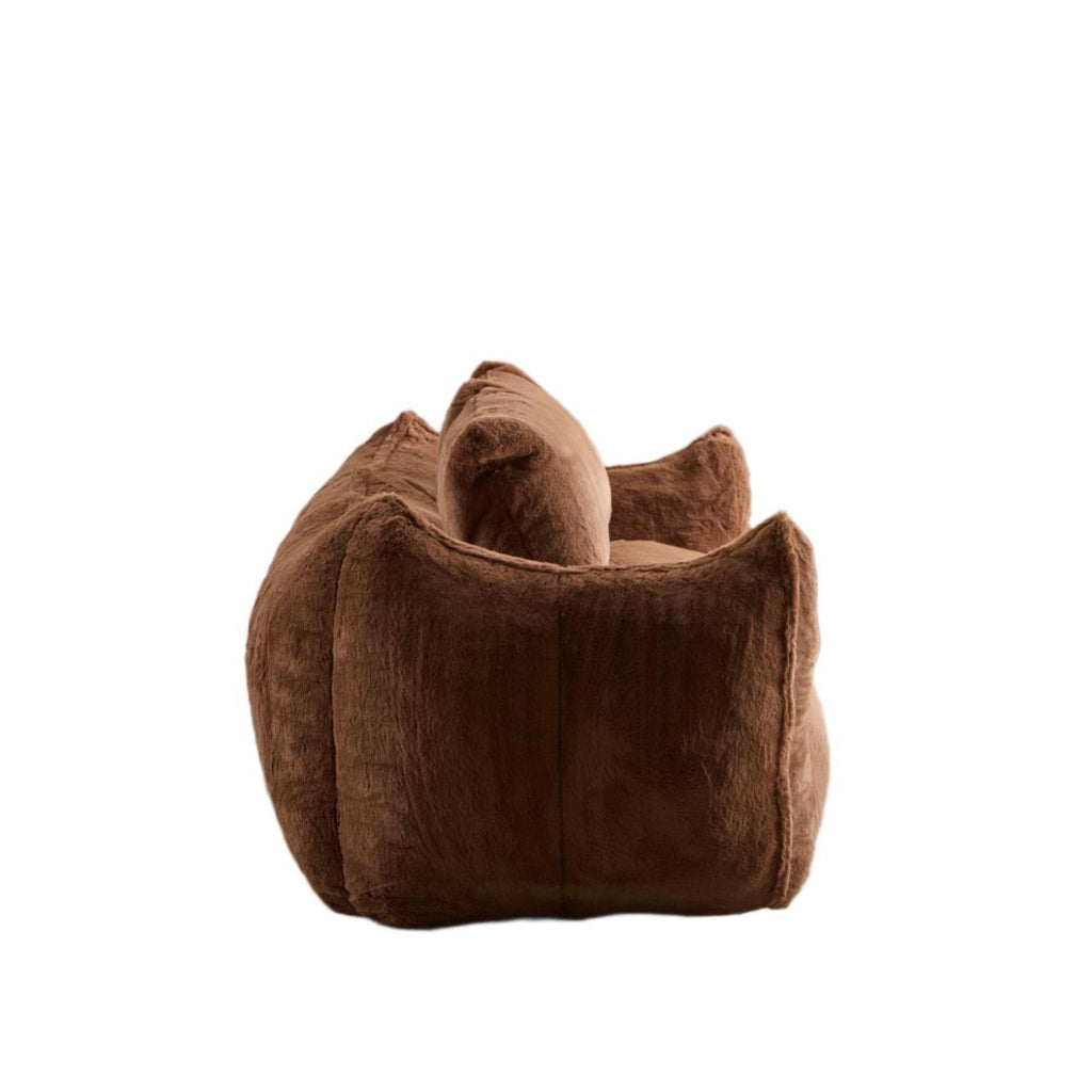 Bean Bag Sofa with High-Density Foam and Faux Fur Fabric, Compressed Sofa Oversized Fluffy Loveseat for Adults, 75" L x 42.5" W x 28.5" H, Brown