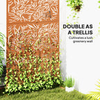 Decorative Privacy Fence Screen, Metal Outdoor Privacy Screen Climbing Plant Trellis with Stand, Bamboo Brown