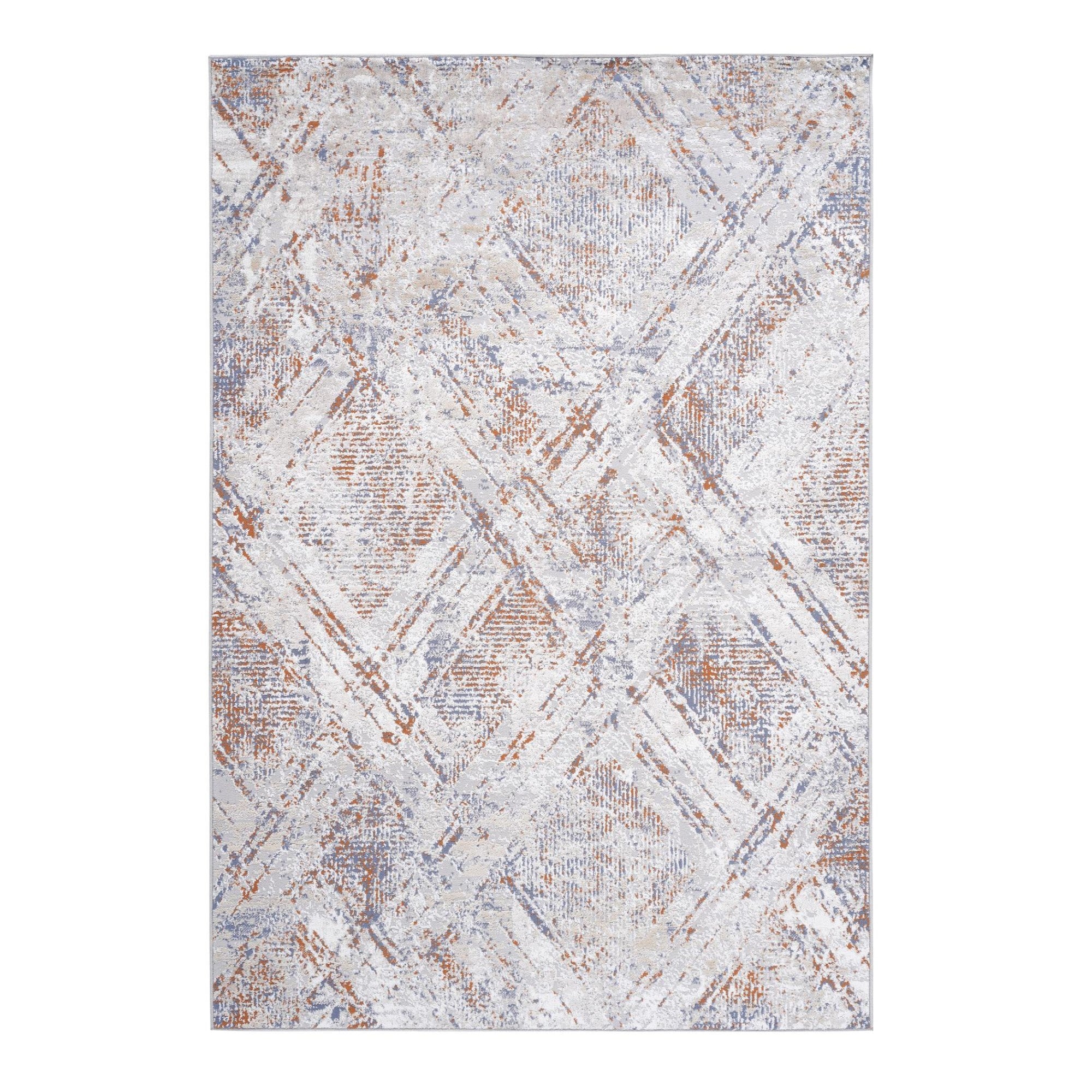 Naar 6x9 Geometric Stain-Resistant Area Rug with Non-Shedding Design and Cotton Backing, Kid and Pet-Friendly Carpet, 93" L x 79" W x 0.3" H, Beige
