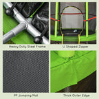 Φ5FT Kids Trampoline with Enclosure Net for Age 3 to 6 Years Green