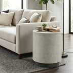 Lightweight Accent Table with Concrete Finish, Round Side Table with 4 Adjustable Feet for Indoor, Outdoor, Gray