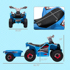 6V Electric Toy Car with Back Trailer, Forward Backward, Wear-Resistant Wheels for Ages 18-36 Months, Blue