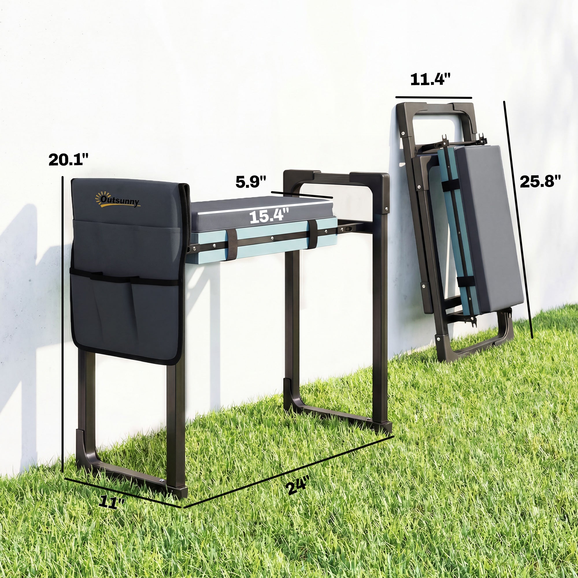 Garden Kneeler and Seat, Heavy Duty Foldable Gardening Stool with Thicker Soft Kneeling Pad, Extendable Steel Leg