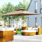 10ft Offset Patio Umbrella with Base, Hanging Aluminum Cantilever Umbrella with 360-degree Rotation, Coffee