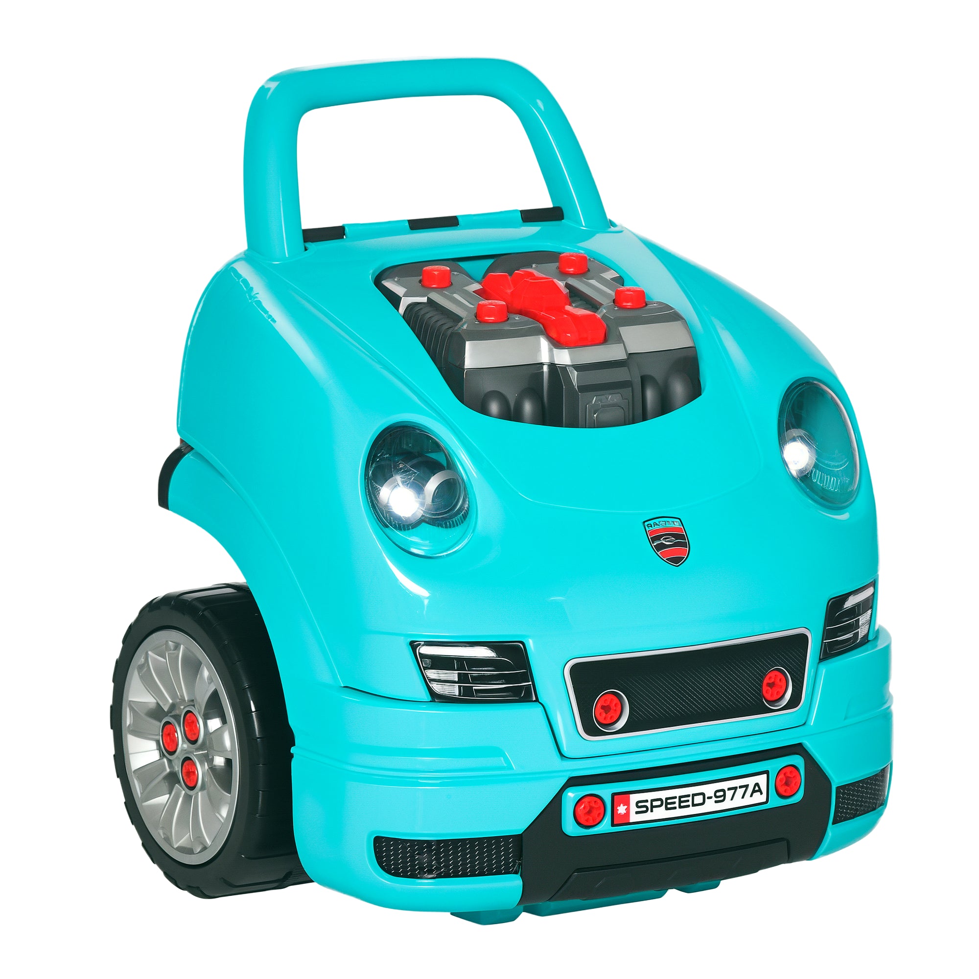 Mechanic Kids Truck Engine Toy Set, Car Service Play Set, Teal