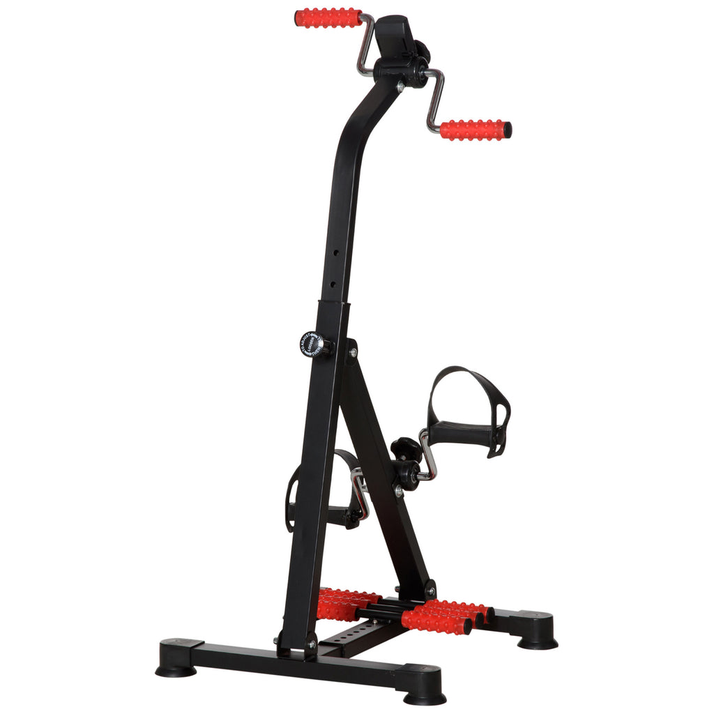 Pedal Exerciser, Hand Arm Knee and Leg Exercise Machine for Seniors, Height-adjustable, with LCD Display and Foot Massage Roller