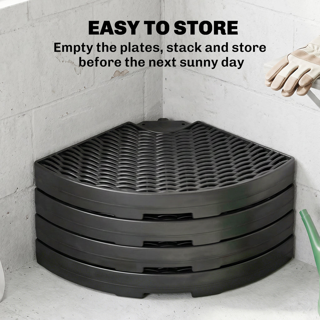 HDPE Material Patio Umbrella Base Weights Sand Filled up to 150 Lb. for Any Offset Umbrella Base | 4-Piece, Water or Sand Filled, All-Weather, Black (Round)