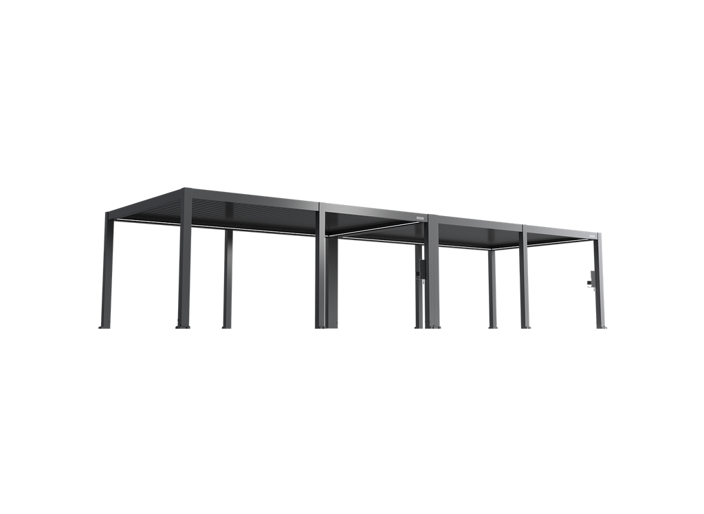 POWER+ PRO Gen 2 Motorized Pergola 13' x 40' (12-Post) Gray - 6063-T5 Aluminum, IP68 Outlets, 165 MPH Wind