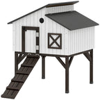 Chicken Coop Hen House with Nesting Box, Elevated Rabbit Hutch with Ramp, Asphalt Openable Roof and Elevated Legs