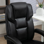 6 Point Vibration Massage Office Chair with Heat, PU Leather Computer Chair with Adjustable Height Reclining Back, Black