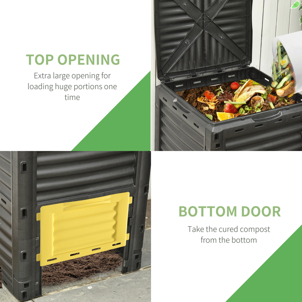 Garden Compost Bin 80 Gallon Outdoor Large Capacity Composter Fast Create Fertile Soil Aerating Box, Yellow
