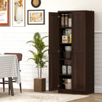 63" 2-Door Kitchen Pantry, Freestanding Cabinet with 2 Adjustable Shelves for Dining Room, Cinnamon Cherry Wood Grain