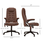 Massage Office Chair, Heated Reclining Computer Chair with 6 Vibration Points, Armrest and Remote, Brown