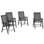 Set of 4 Outdoor Folding Chairs, Stackable Patio Dining Chairs with Armrests, Metal Frame, Black