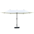 Patio Umbrella 15' Steel Rectangular Outdoor Double Sided Market with base, UV Sun Protection & Easy Crank for Deck Pool Patio, Beige