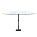 Patio Umbrella 15' Steel Rectangular Outdoor Double Sided Market with base, UV Sun Protection & Easy Crank for Deck Pool Patio, Beige