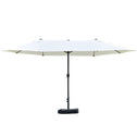 Patio Umbrella 15' Steel Rectangular Outdoor Double Sided Market with base, UV Sun Protection & Easy Crank for Deck Pool Patio, Beige