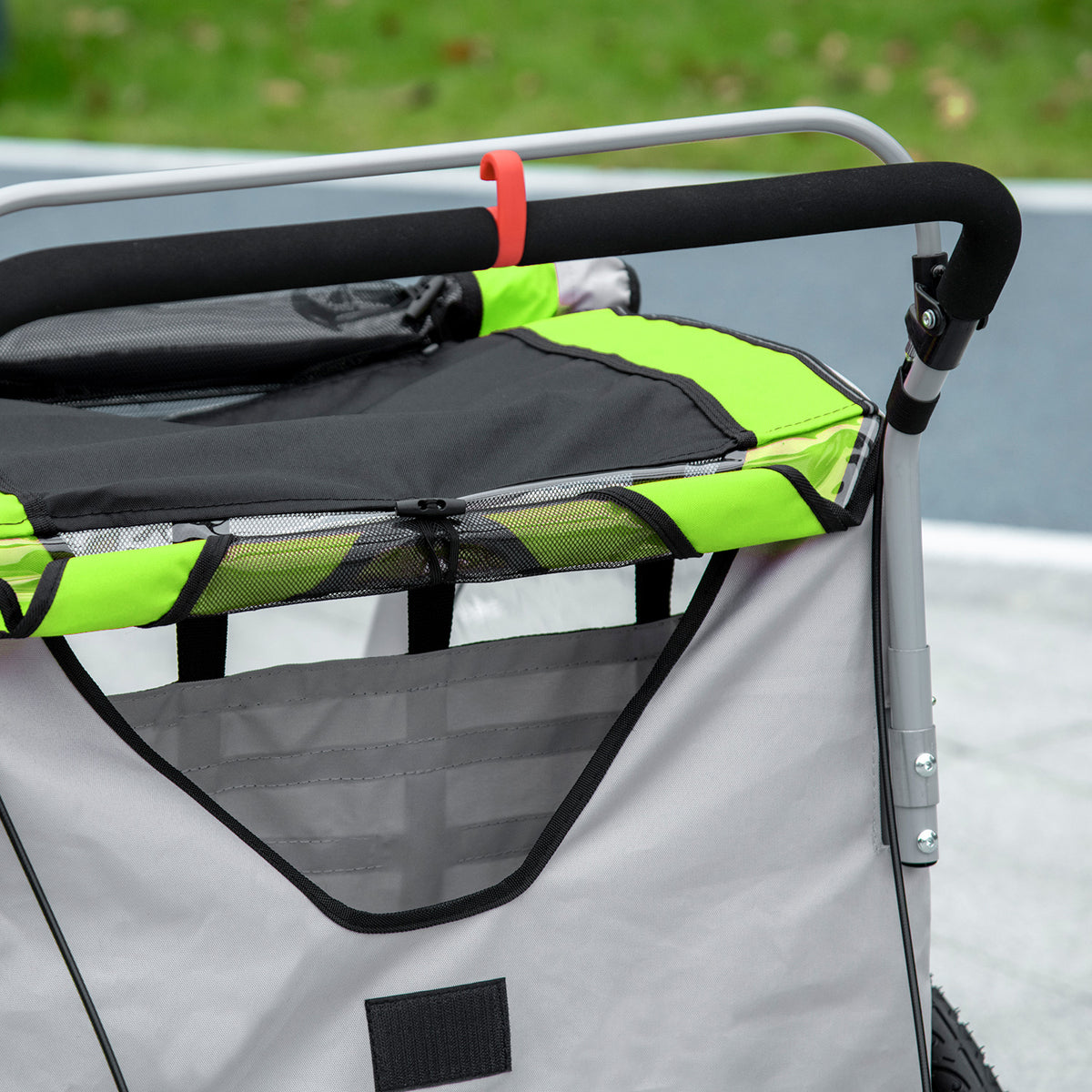 2-in-1 Walk/Ride Child Baby Bike Trailer for Kids 2 Seater, High-Visibility Bike Stroller for Toddler Wagon, Weather-Strong Double Bicycle Trailer Accessory, Green