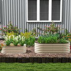 4.9' x 2' x 1.4' Galvanized Raised Garden Bed Kit, Metal Planter Box with Safety Edging, Cream