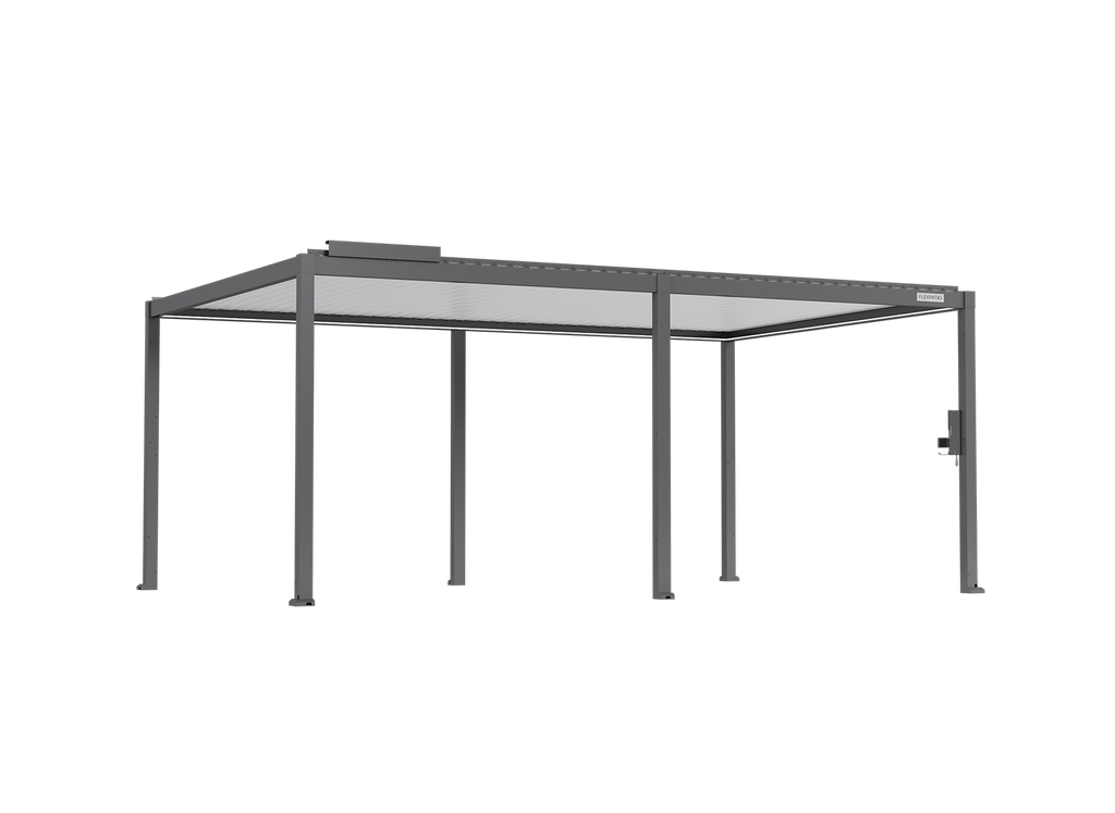 POWER+ Gen 2 Motorized Pergola 13'L x 20'W Gray with White Louvers 6063-T5 Aluminum, Motorized Louvers