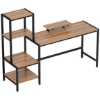 Computer Desk, 67" CPU Desk with Monitor Stand, Reversible 4-Tier Shelf, Industrial Writing Desk for Study Room, Brown