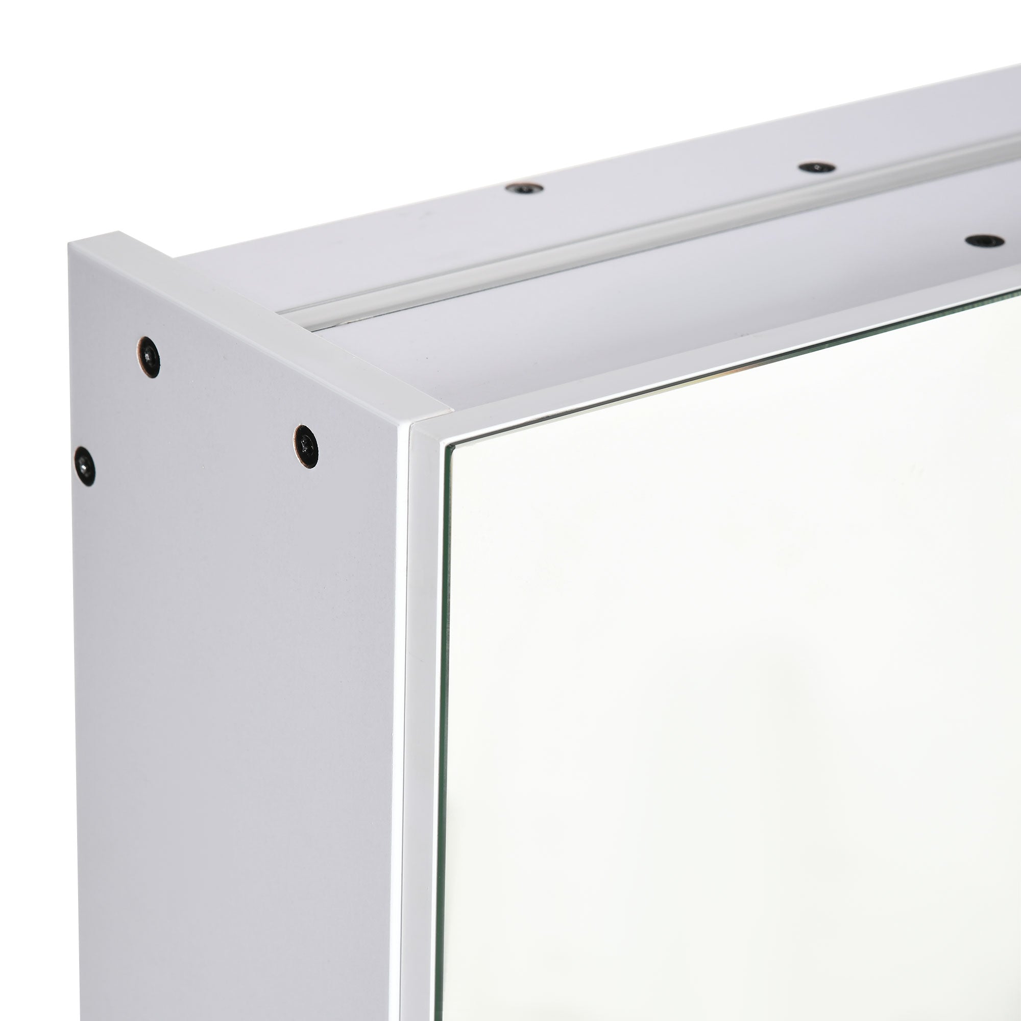 LED Medicine Cabinet, Wall-Mounted Bathroom Vanity Mirror Organizer with Dimmer Touch Switch, USB Charged, White